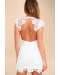 Romance Language White Backless Lace Dress